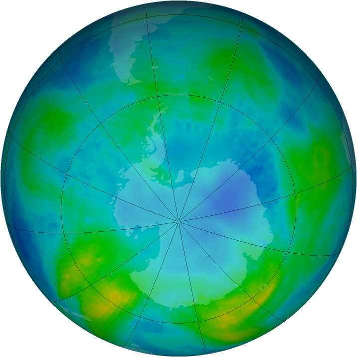 Antarctic ozone map for 04 May 2003